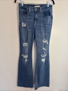 Levi's distressed flare jeans long length